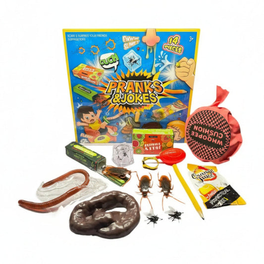 Joke Kit Pranks Pack Joke Toys Box Set Cockroach Roach Bug Whoopee Cushion April Fools Prank Stuff Noise Maker for Kids Adult