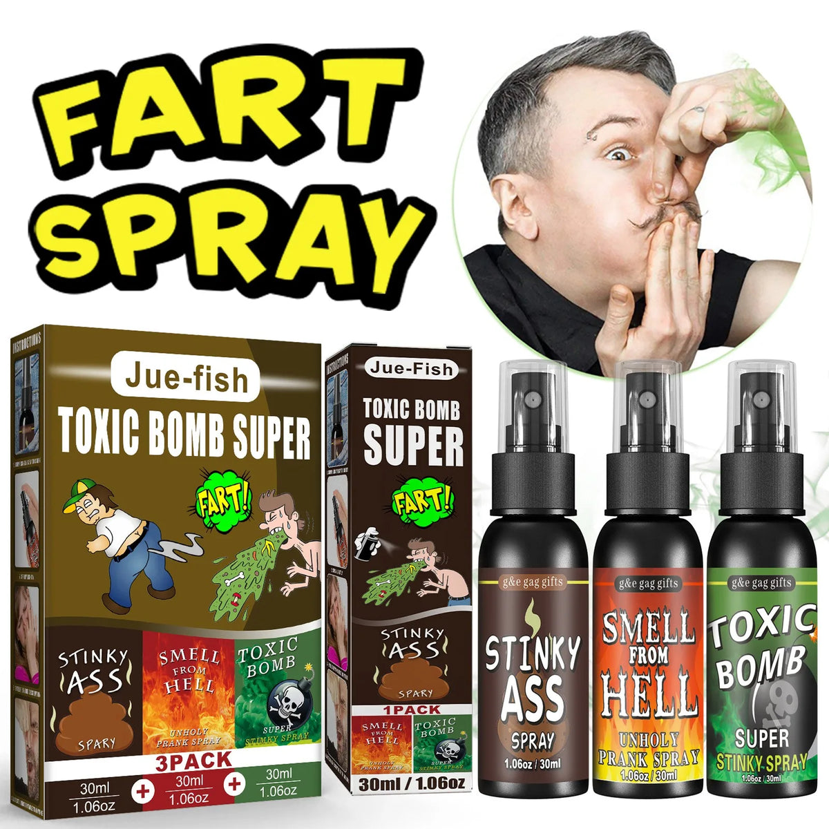 30Ml Poop Spray Creative Liquid Fart Gag Prank Joke Spray Funny Toy Non-Toxic Stink Bombs Extra Strong Smelly Stinky Gas Spray