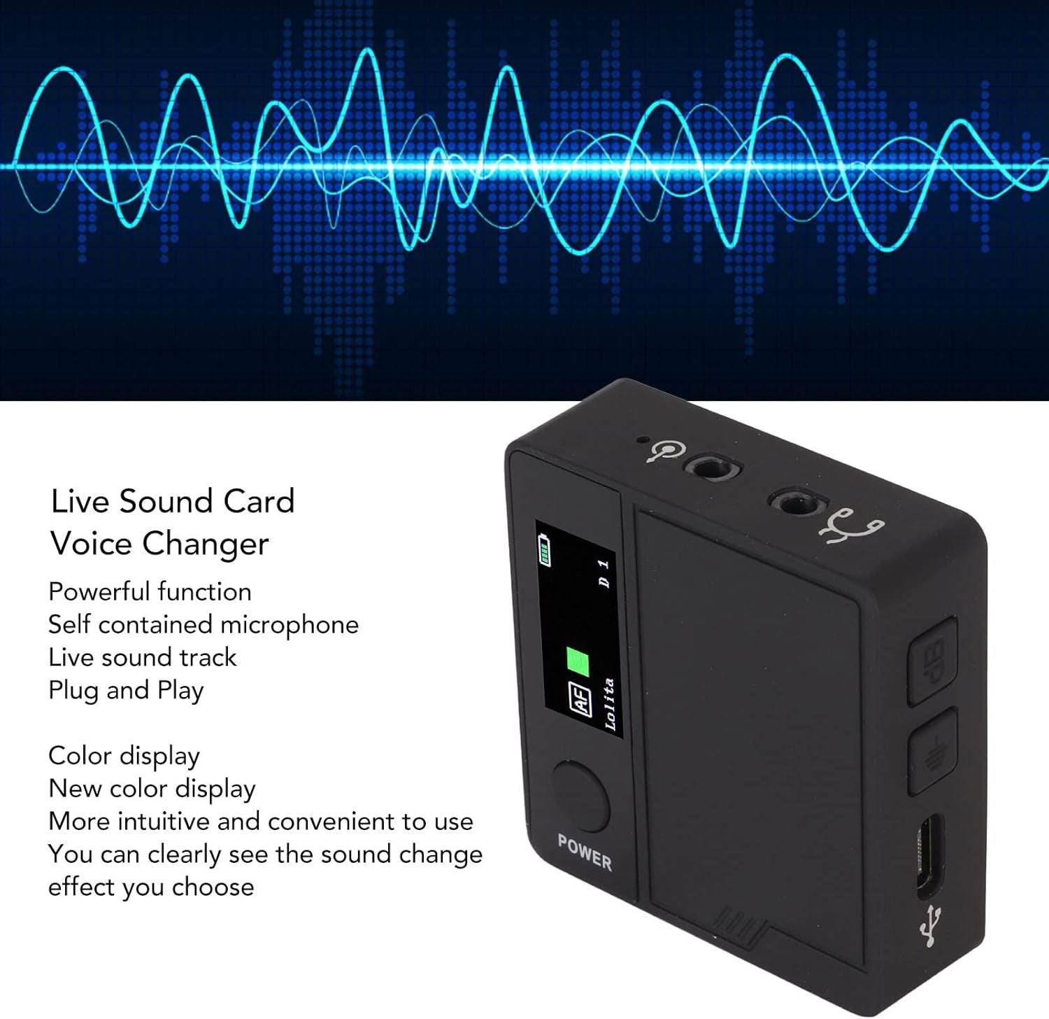 Handheld Mini Voice Changer Device, 11 Sound Effects Portable Voice Changer Device, Mini Voice Changer Device with Plug and Play, Voice Disguiser for Androids for Ios