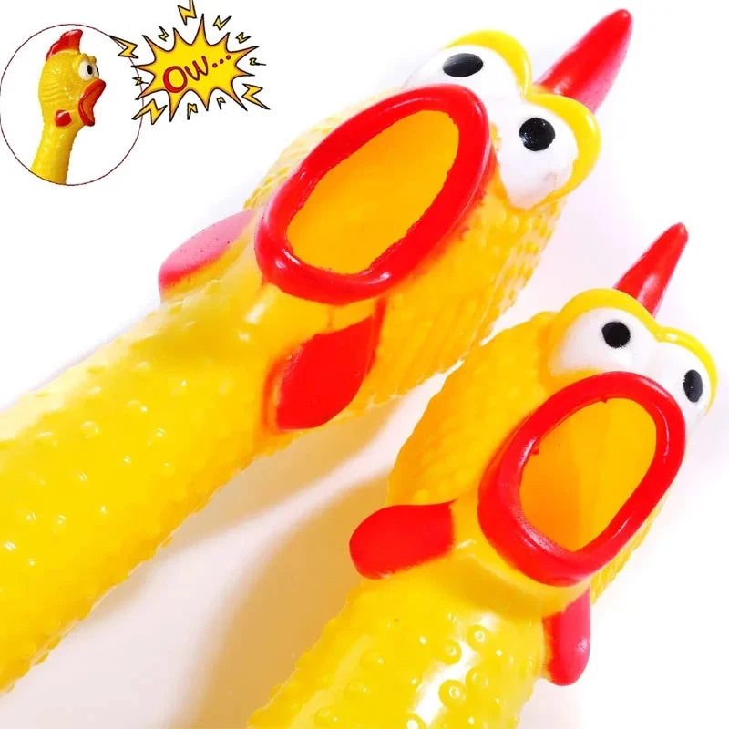 Screaming Chicken Squeezing Sound Toy Pet Dog Chewing Toys Stress Relieving Toys Durable Yellow Rubber Breathable Chicken Gifts