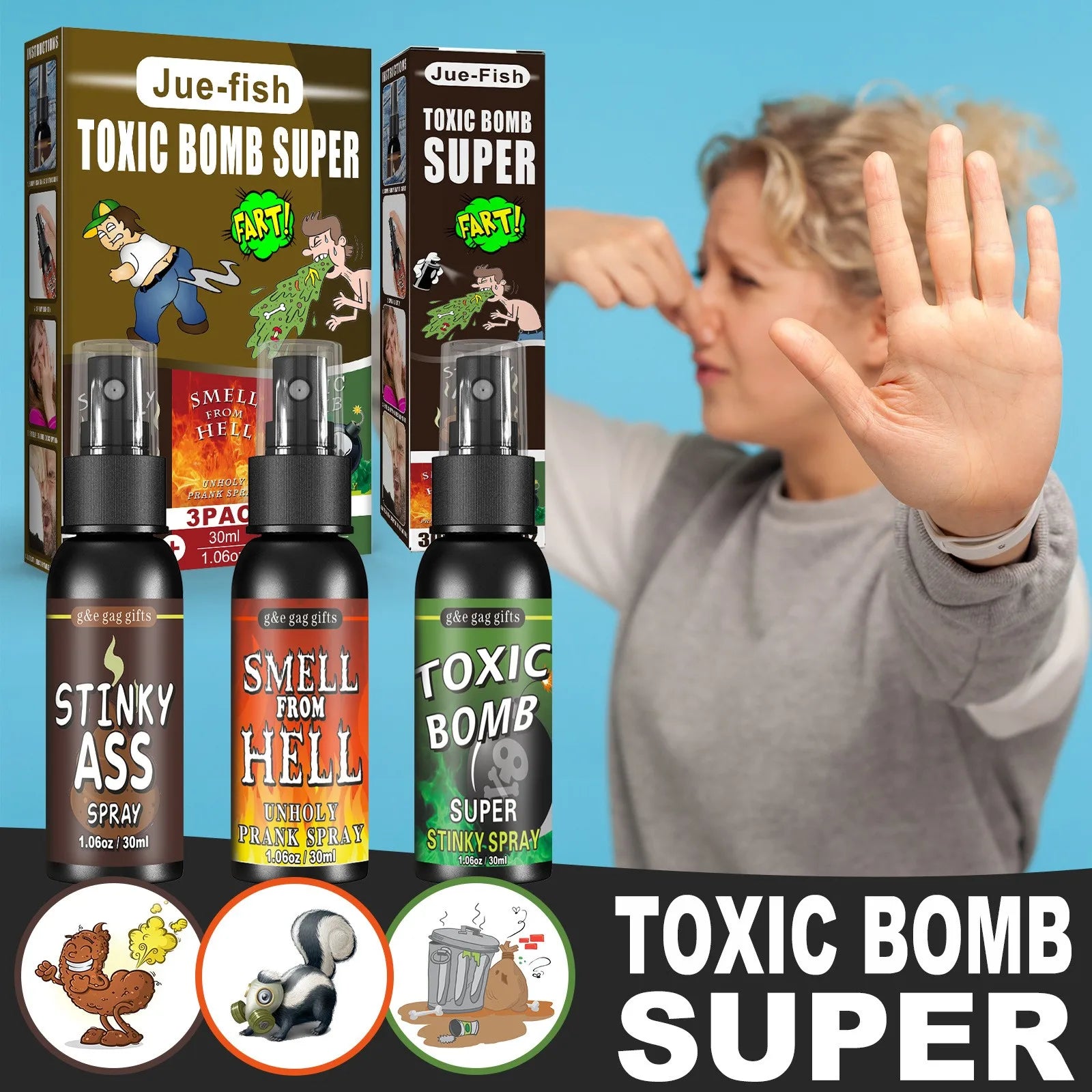 30Ml Poop Spray Creative Liquid Fart Gag Prank Joke Spray Funny Toy Non-Toxic Stink Bombs Extra Strong Smelly Stinky Gas Spray