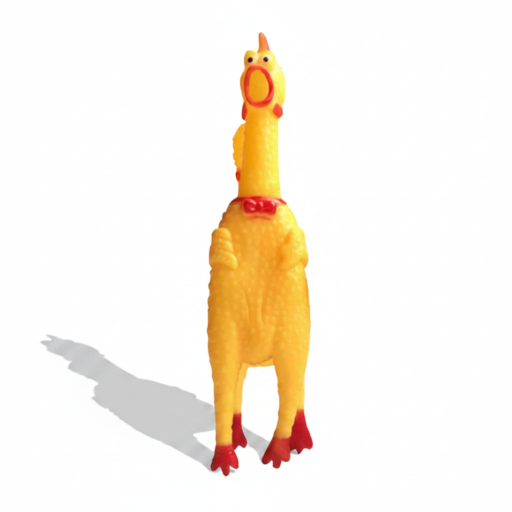 Screaming Chicken Squeezing Sound Toy Pet Dog Chewing Toys Stress Relieving Toys Durable Yellow Rubber Breathable Chicken Gifts