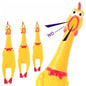 Screaming Chicken Squeezing Sound Toy Pet Dog Chewing Toys Stress Relieving Toys Durable Yellow Rubber Breathable Chicken Gifts