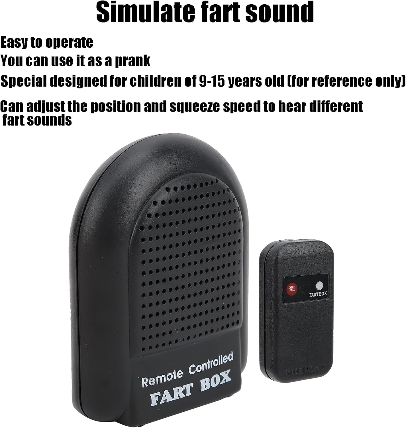 Remote Control Fart Box, Funny Prank Toy for Kids with Adjustable Sound, for Children 9‑15 Years Old (Electronic Remote Control Fart Box)