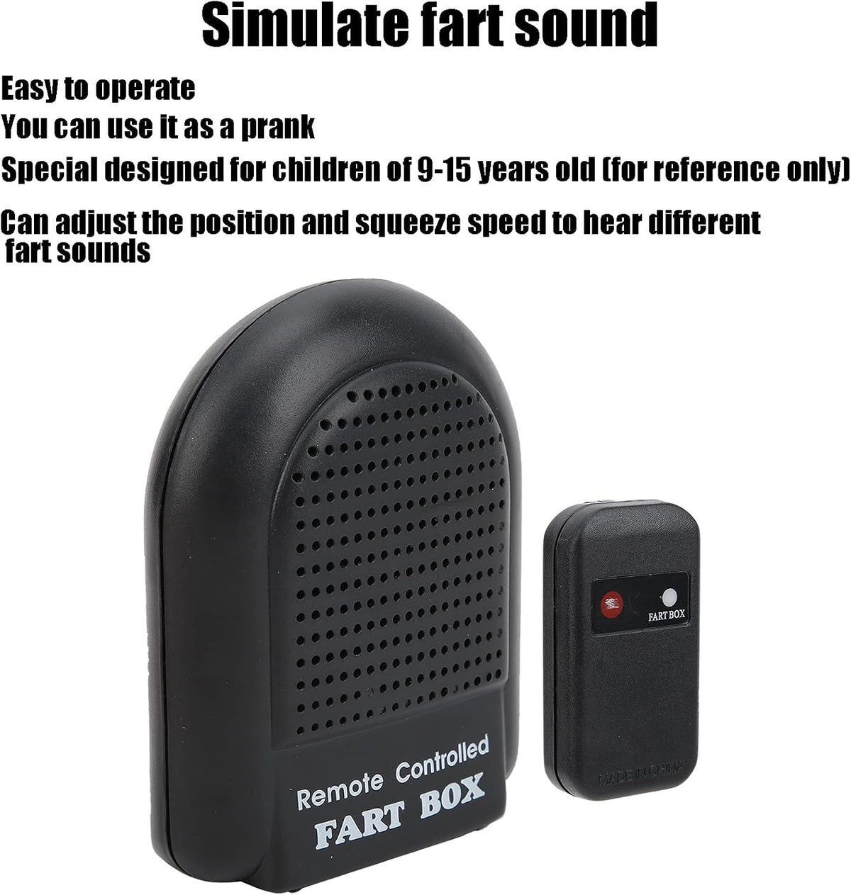 Remote Control Fart Box, Funny Prank Toy for Kids with Adjustable Sound, for Children 9‑15 Years Old (Electronic Remote Control Fart Box)