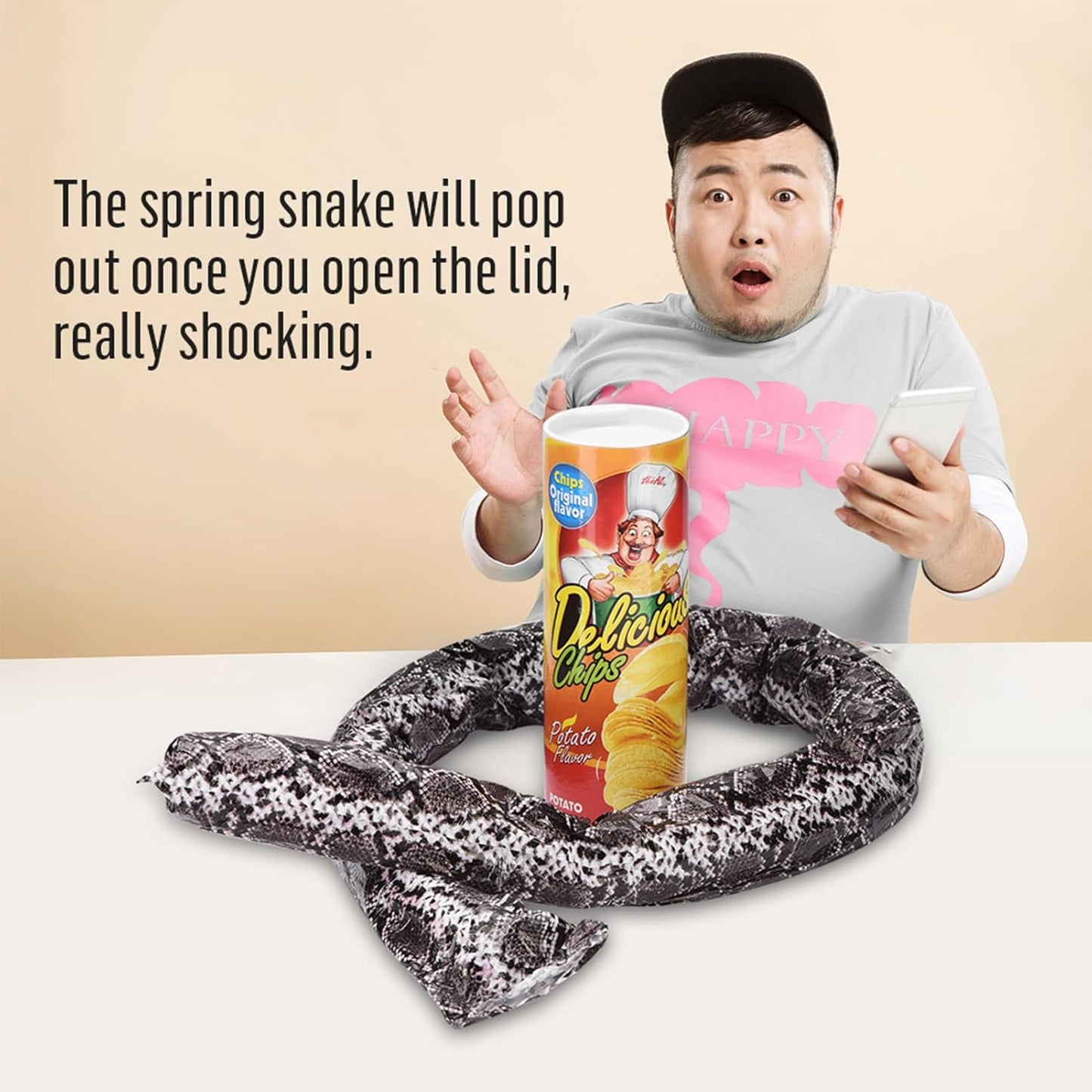 Pop Out Spring Snake Trick Toy, Funny Prank Can