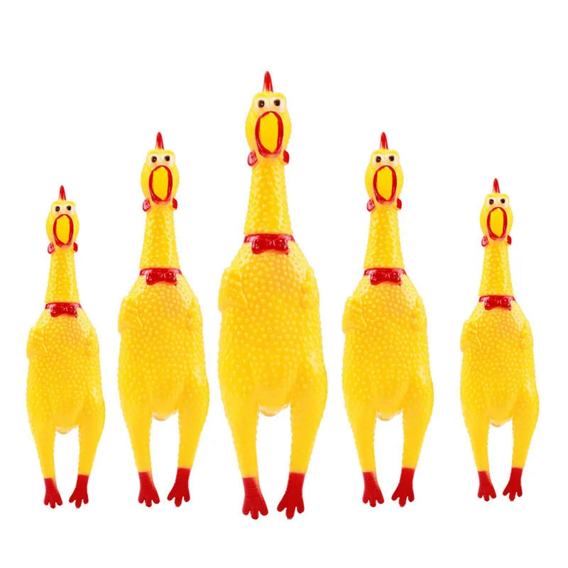 Screaming Chicken Squeezing Sound Toy Pet Dog Chewing Toys Stress Relieving Toys Durable Yellow Rubber Breathable Chicken Gifts