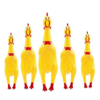 Screaming Chicken Squeezing Sound Toy Pet Dog Chewing Toys Stress Relieving Toys Durable Yellow Rubber Breathable Chicken Gifts